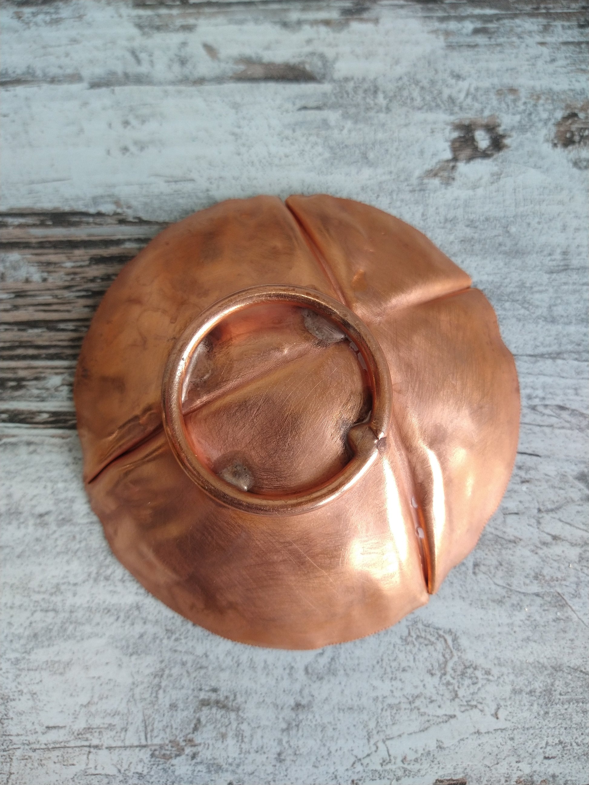 Handmade small fold formed copper bowl - Deshca Designs