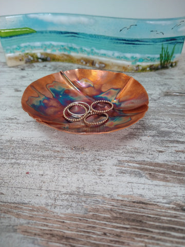 Handmade small fold formed copper bowl - Deshca Designs