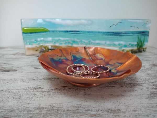 Handmade small fold formed copper bowl