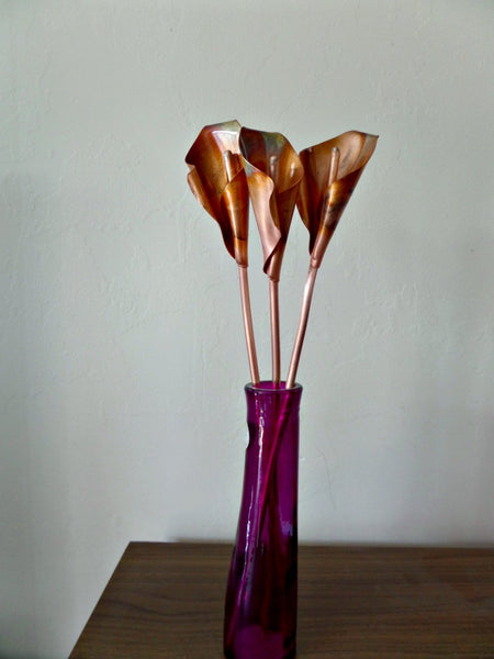 Calla lily, metal flowers, 7th anniversary gift, copper anniversary, wedding anniversary - Deshca Designs