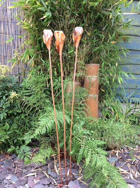 Copper Sculpture Garden Calla lily metal garden flower, garden decoration, garden art, metal flower, copper art, metal garden flower - Deshca Designs