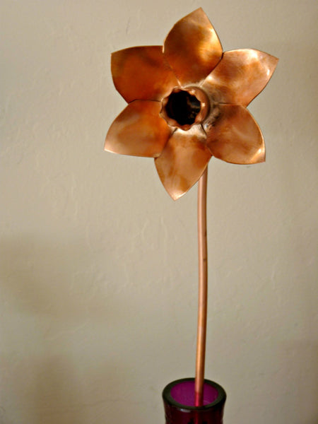 Copper daffodil, metal flower home decoration - Deshca Designs