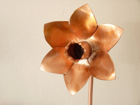 Copper daffodil, metal flower home decoration - Deshca Designs